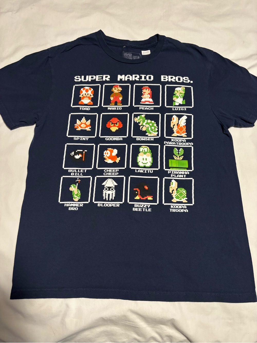 Super Mario Bros Character Grid T-Shirt Men’s Medium Nintendo 8-Bit Tee